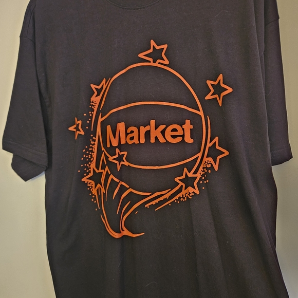 Market Black Tee with Orange Graphic - Picture 1 of 2